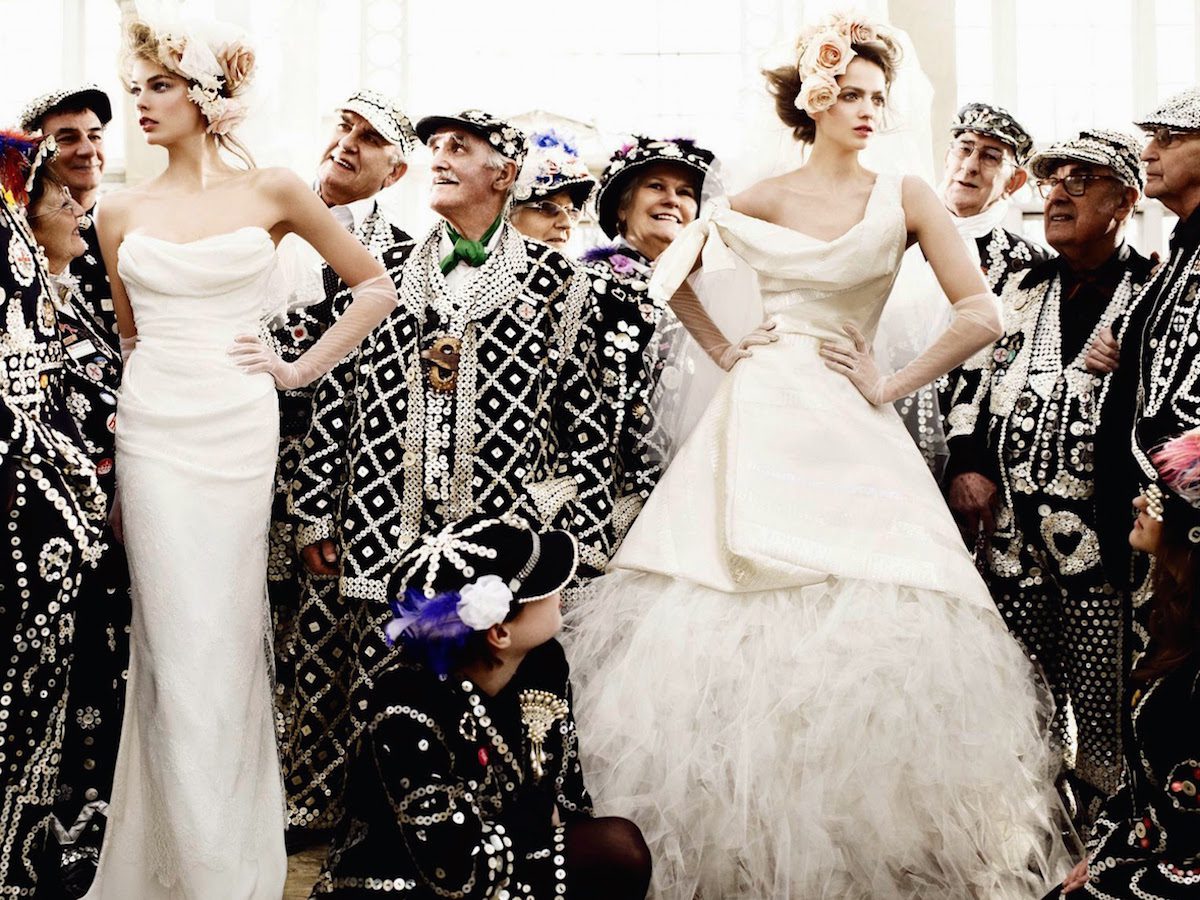 Vivienne Westwood Gowns, The Pearly King & Queens, Mario Testing - UK Vogue, 2011, Vicki Archer