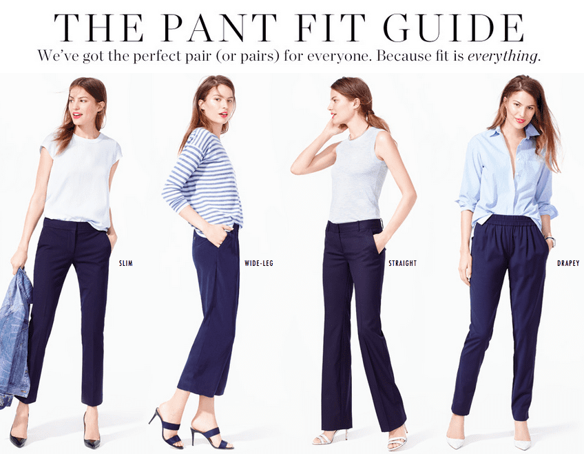 j.crew has a pant fit guide and the same is on