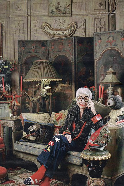 iris apfel photographed in her new york apartment for architectural digest decluuter by vicki archer