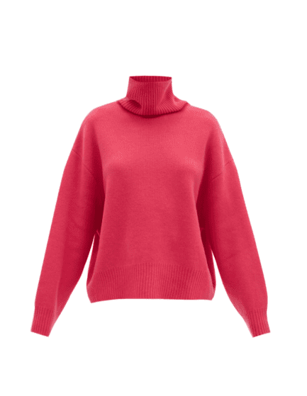 Raey Cropped displaced-sleeve roll-neck wool sweater