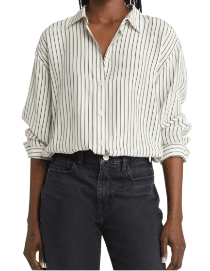 Frame The Oversize Stripe Silk Shirt